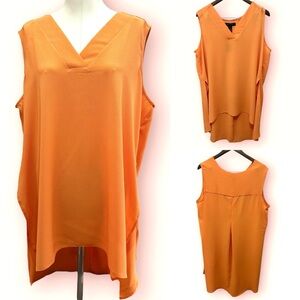 034 Ashley Stewart | NWT $39.5 Orange High-Low V-Neck Blouse (Size 18/20)